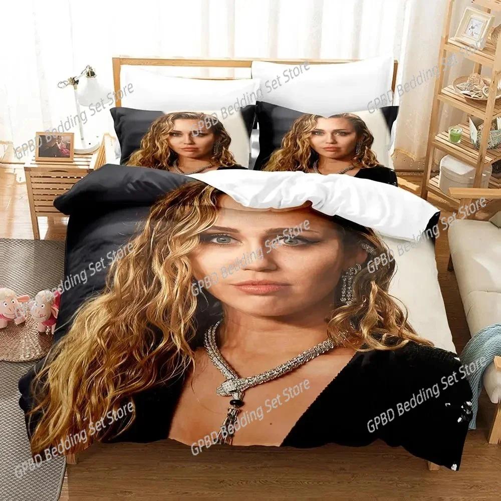Singer Miley Cyrus Beding Set For Bedrom Soft Modern Bedspreads Comefortable Children Kids Soft Duvet Cover Comfortable Quilt Cover And Pilowcase