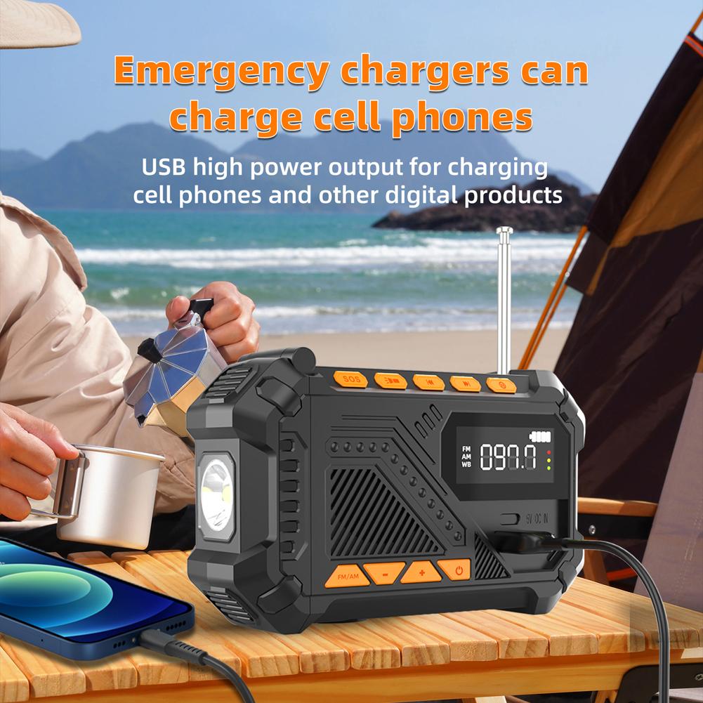 Hand Crank Emergency Radio Portable Weather Radio Multi-Function Flashlight & SOS Alarm Solar Radio for Camping Travel Outdoor