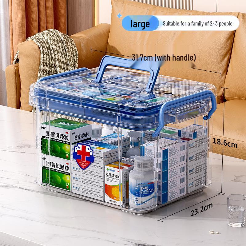 Large Multi-Layer Transparent Family Medicine Box and First Aid Kit