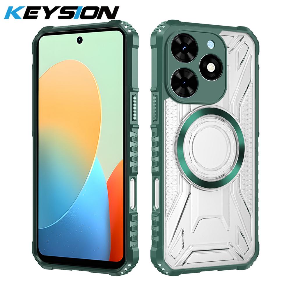 

KEYSION Прозрачный магнитный чехол для TECNO Spark Go 2024 20 Pro 20 20C Сверхпрочный противоударный чехол на заднюю панель телефона для Tecno Pop 8 for Spark 20C
