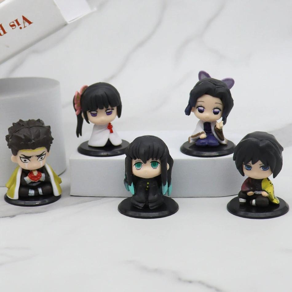 Q Posket Figure Demon Slayer Mini Figurine 5Pcs 10Pcs 12Pcs 15Pcs Sets Kimetsu No Yaiba Small PVC Dolls Desktop Decora