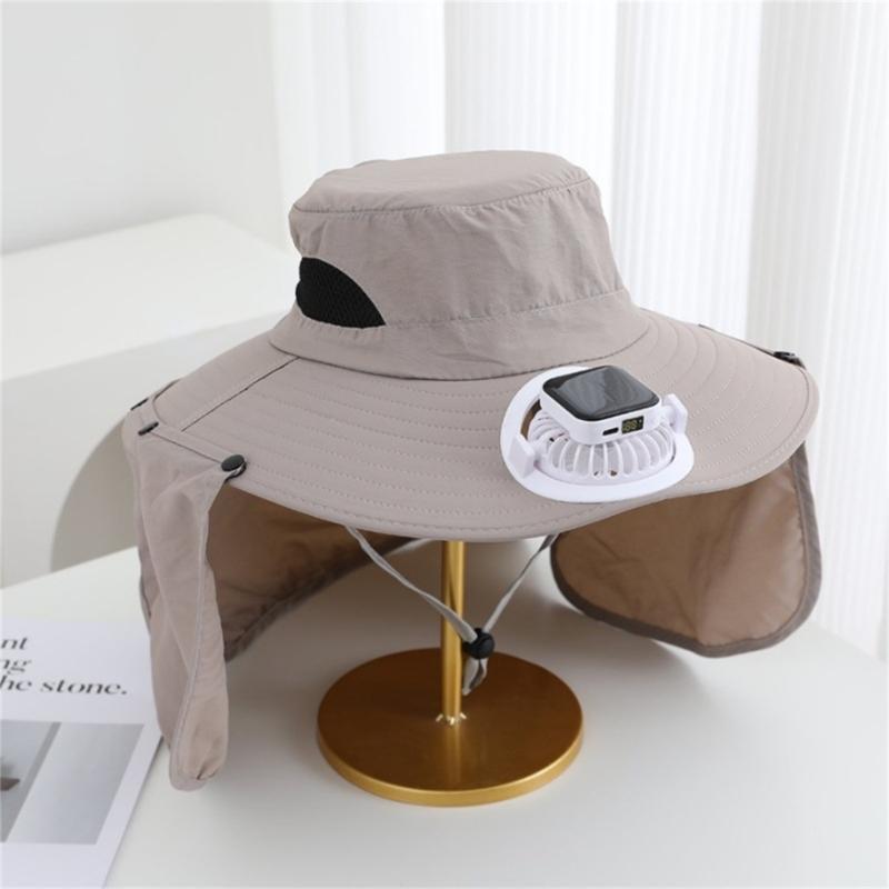 Rechargeable Sun Hat With 3 Speed Fan Sun Protection For Men Women Fishing Gardening Wide Brims Foldable Outdoor Caps