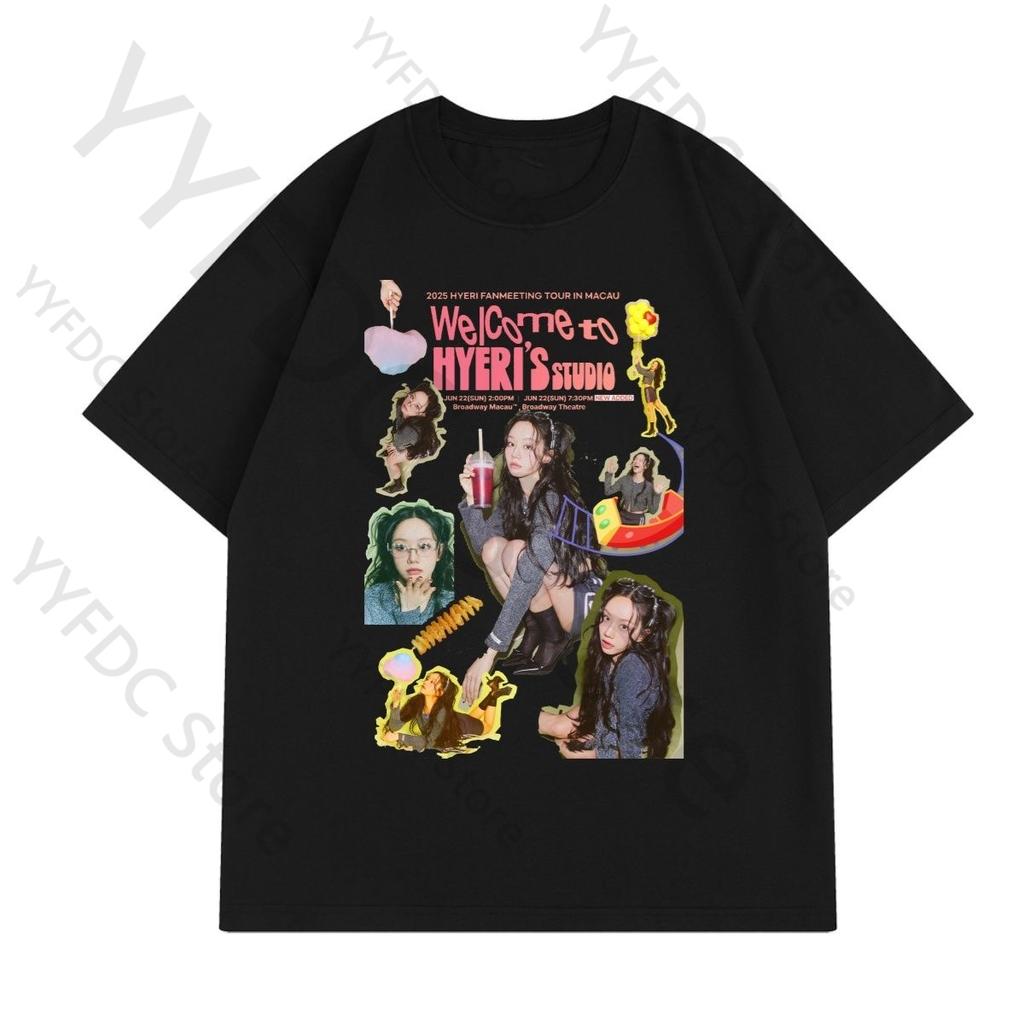 New Lee Hye Ri T Shirt Kpop Fashion Summer Cotton Short Sleeve Tee Tops HYERI FANMEETING TOUR Welcome To HYERIs STUDIO T Shirt