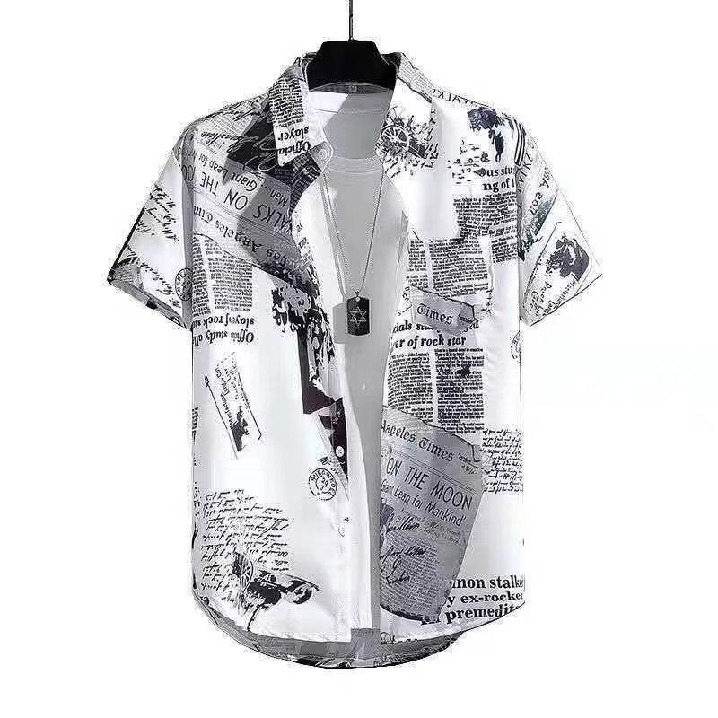 Summer New Fashionable Floral Shirt Casual Versatile Retro Collar Open Cardigan Short Sleeve Men's Shirt Polyester Blend No I...