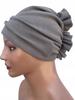 Luba Beige Gray Women' Spring Turban with Ruffles, Light and Comfortable, Made of Cotton