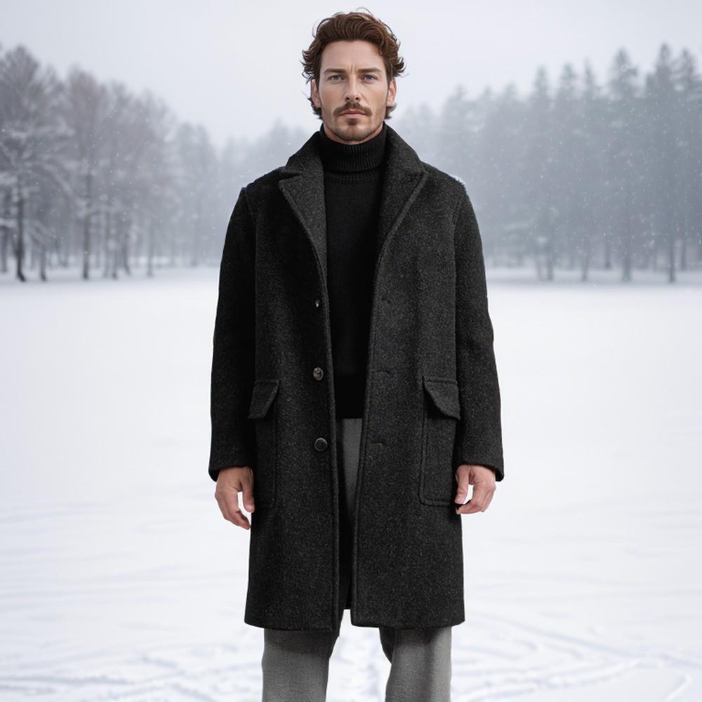 In Stock: Men's Retro Single-Breasted Long Wool Coat - Fall/Winter Collection