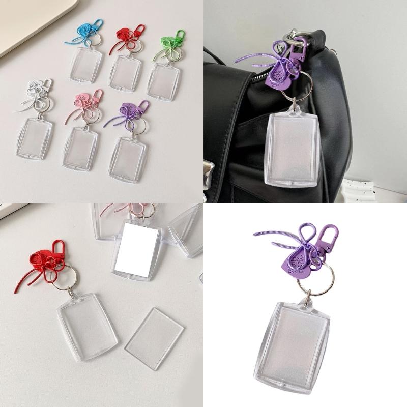 Contemporary Acrylic Photo Display Organizer Compact Keychain Card Sleeve Decorative Desk Accessory For Daily Use