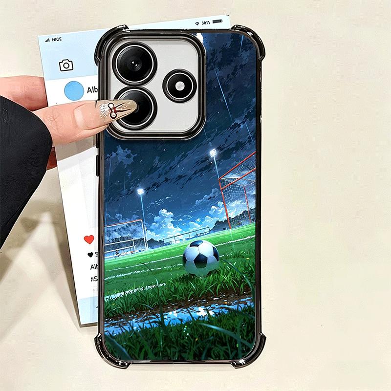 Football Soccer Ball Design Plating Phone Case For Xiaomi Poco X5 X6 X7 X8 Pro Max F8 Ultra F7 M8 M7 M5S Redmi 15C 15 14C 13C 13