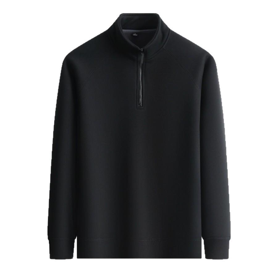 Men's Warm Wool-Blend Zipper Base Layer Shirt with Plush Lining and Stand Collar