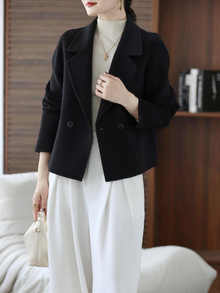 2025 Autumn/Winter Women's Double-Sided Wool Coat - Korean Style, Loose Fit, Short, Fashionable, Versatile.