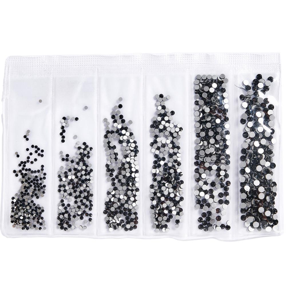 SS3-SS10 Colorful Glass Nail Rhinestones Multicolor Flat Back Crystal Strass Shiny Nail Art Gems Manicure Nails Art Decorations