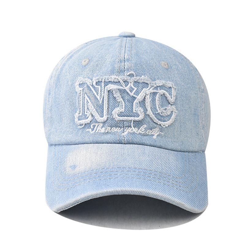 Denim Baseballkappe NYC Buchstaben Stickerei Y2K Mode Damen Herren Kappen Trucker Hüte Unisex Gute Qualität Baumwolle Jeans Blau Hut