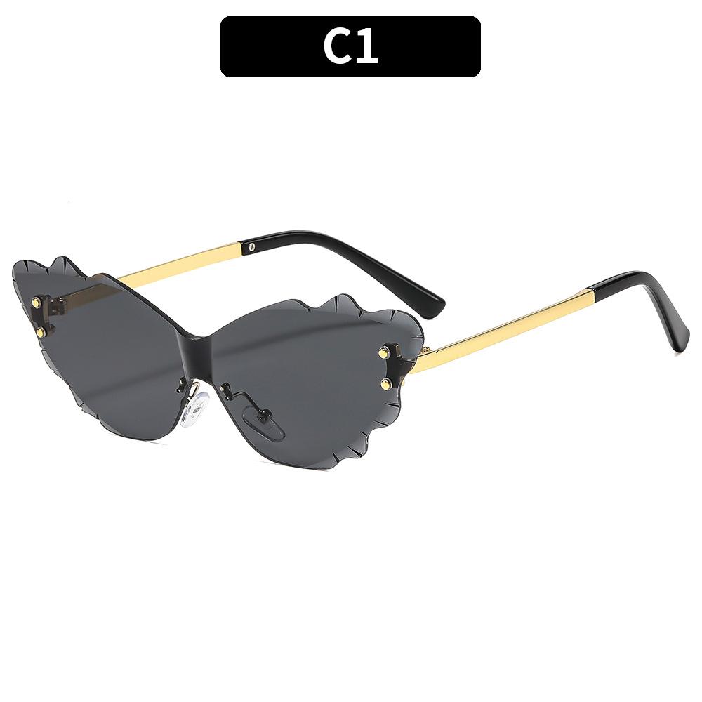 

Vintage Rimless Butterfly Shape Sunglasses Streetwear Women Luxury Funny Sun Glasses Shades UV400 Designer Gafas De Sol Mujer no case
