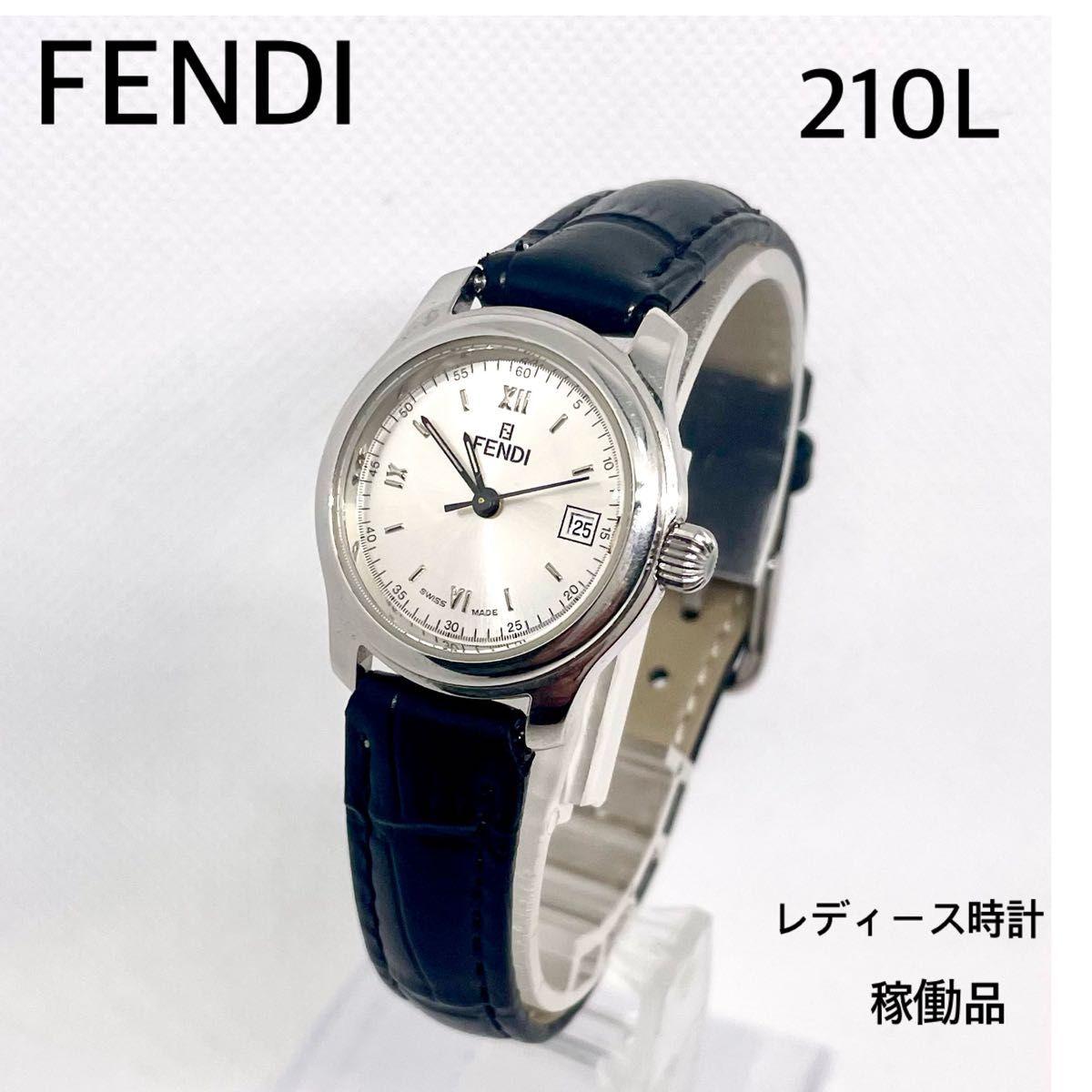 Used FENDI 210L Women s Watch Silver Dial Working Item Brand New External Belt Replaced Date Quartz