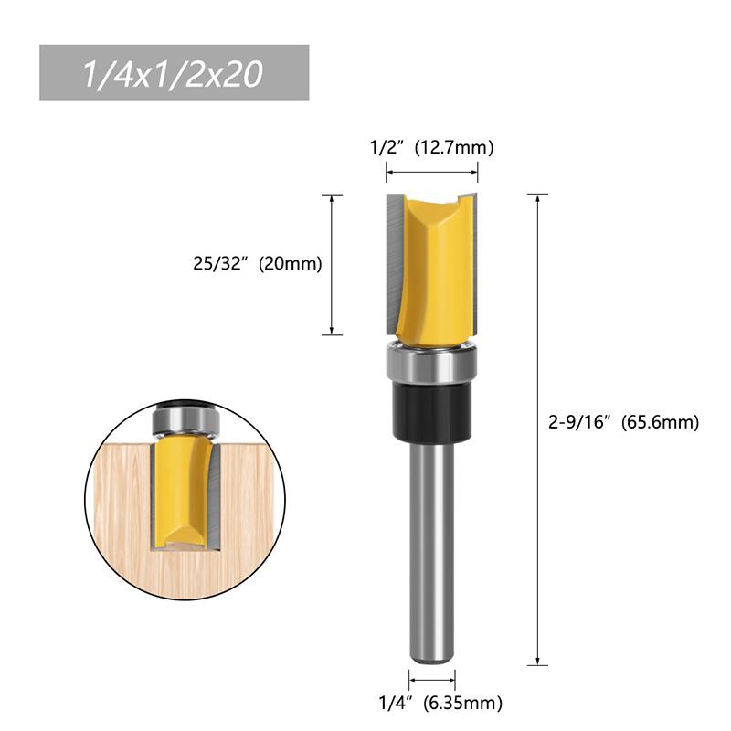 1/4 Handle Bearing Straight Knife Imitation Trimming Knife Woodworking Milling Cutter