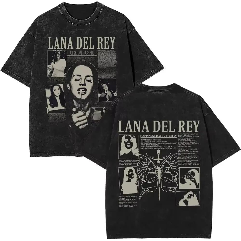 T-shirt Grafica Lana Del Rey Occhi Vintage Lavata Uomo Donna Moda T-shirt Oversize a Maniche Corte Maschile Casual Cotone