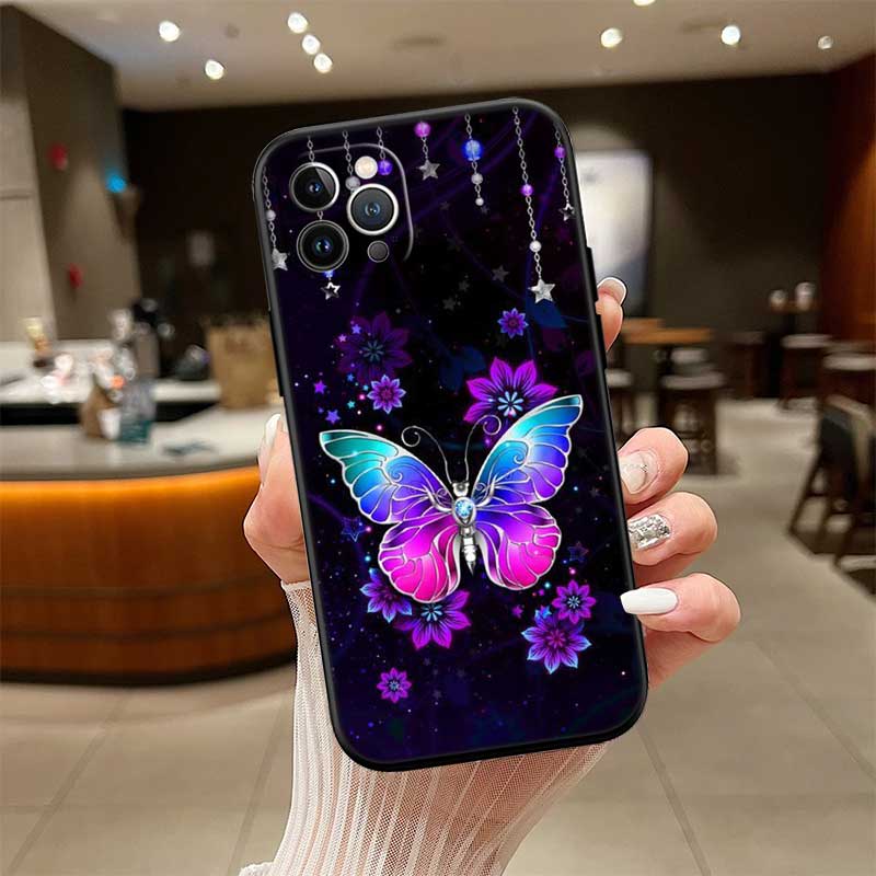 UP22 Colorful Butterfly New High-End Shell Phone Case for iPhone 16 15 14 13 12 Pro Max Plus Mini
