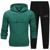 Men's Casual Sports Hoodie Set 2024 with Heart Rate Print