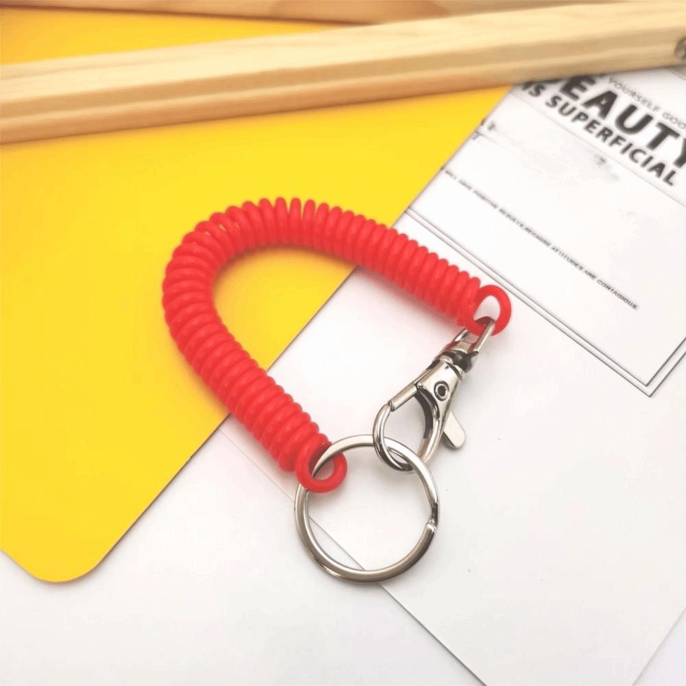 Wrist Coil Spring Lanyard Elastic Ropes Spiral Stretch Keychain Key Cord Clasp Spring Rope Key Ring