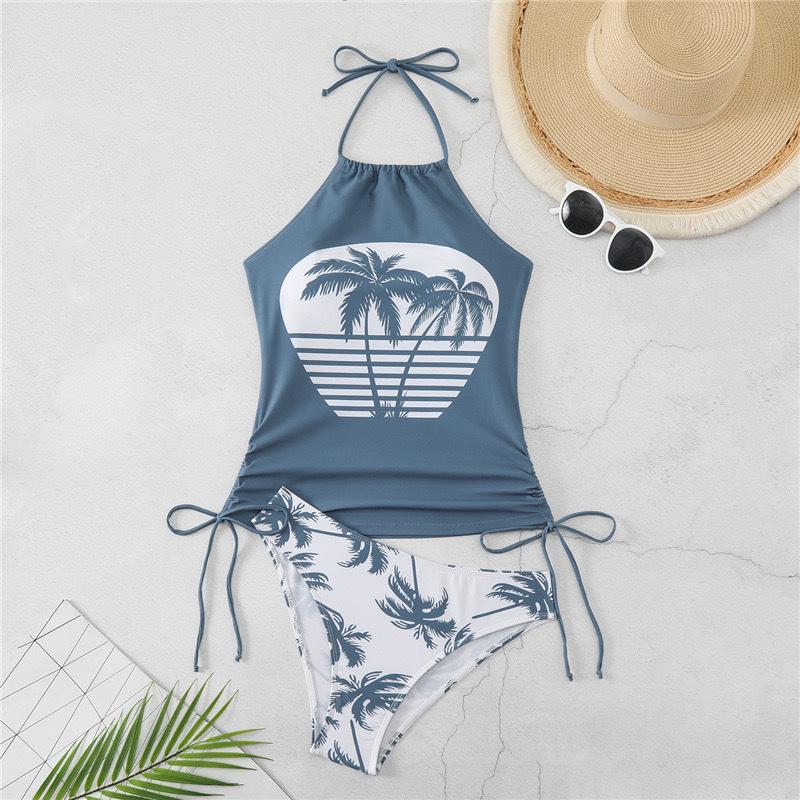Plus Size Sexy Printed Bandage Bikini - Tummy Control Swimwear for Women