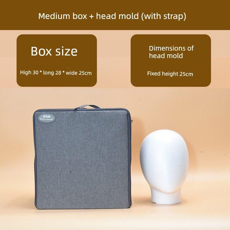 

Складная специальная коробка для парика для размещения мужской накладки для волос, коробка для набора париков, тканевая, пыленепроницаемая Medium box-high 30cm + head mold