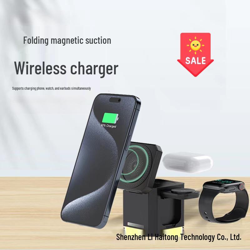 Multifunctional 3-in-1 Wireless Charging Magnetic Phone Stand with Touch Night Light