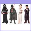 Wars Darth Star Vader Costume Kids Jumpsuit Jedi Suit Cape Mask Girls Cosplay