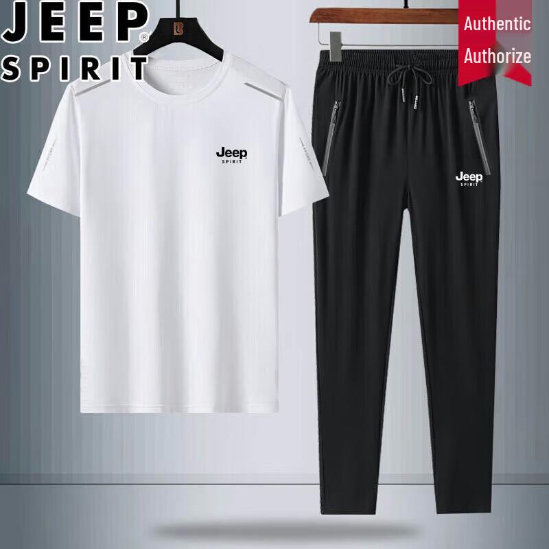 JEEP SPIRIT Men's Short Sleeve Sports Two-Piece Set