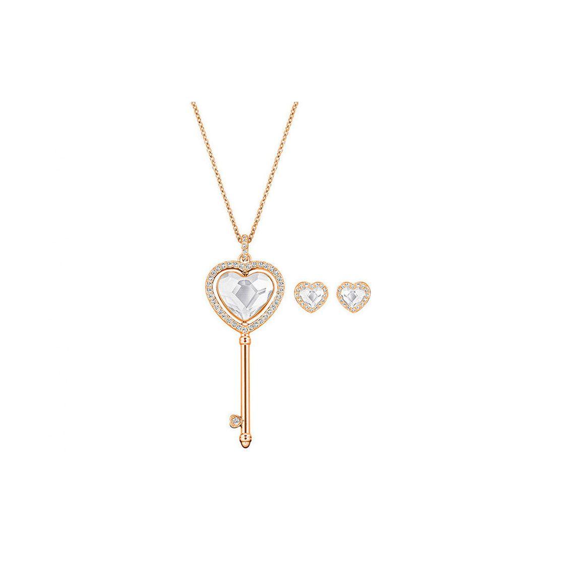 Swarovski Long Key Necklace And Earring Set Women jewelry 5281042 Box (Random Color)