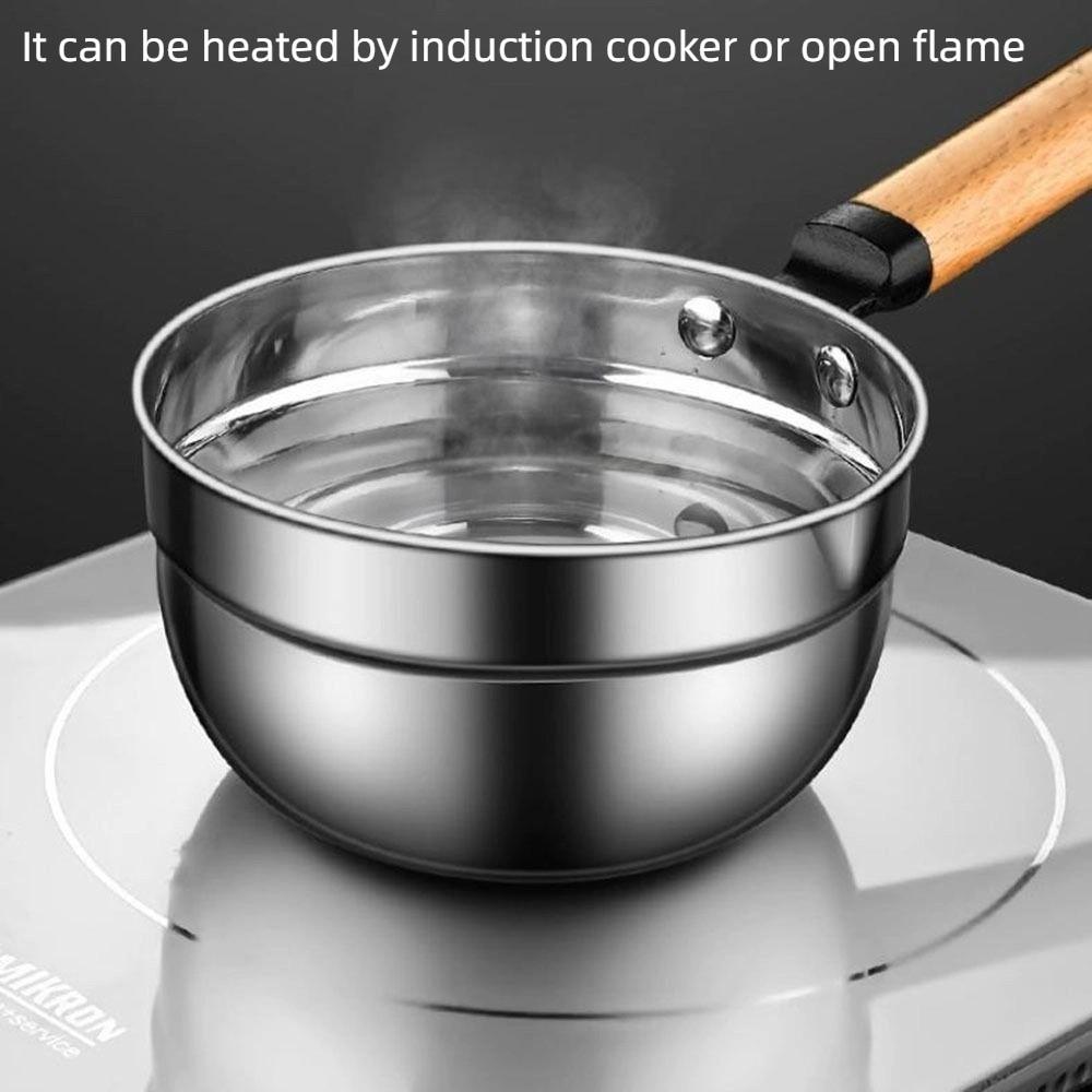 Multipurpose Water Scoops Wooden Handle Water Spoon Small Saucepan Soup Ladle  Kitchen Cooking