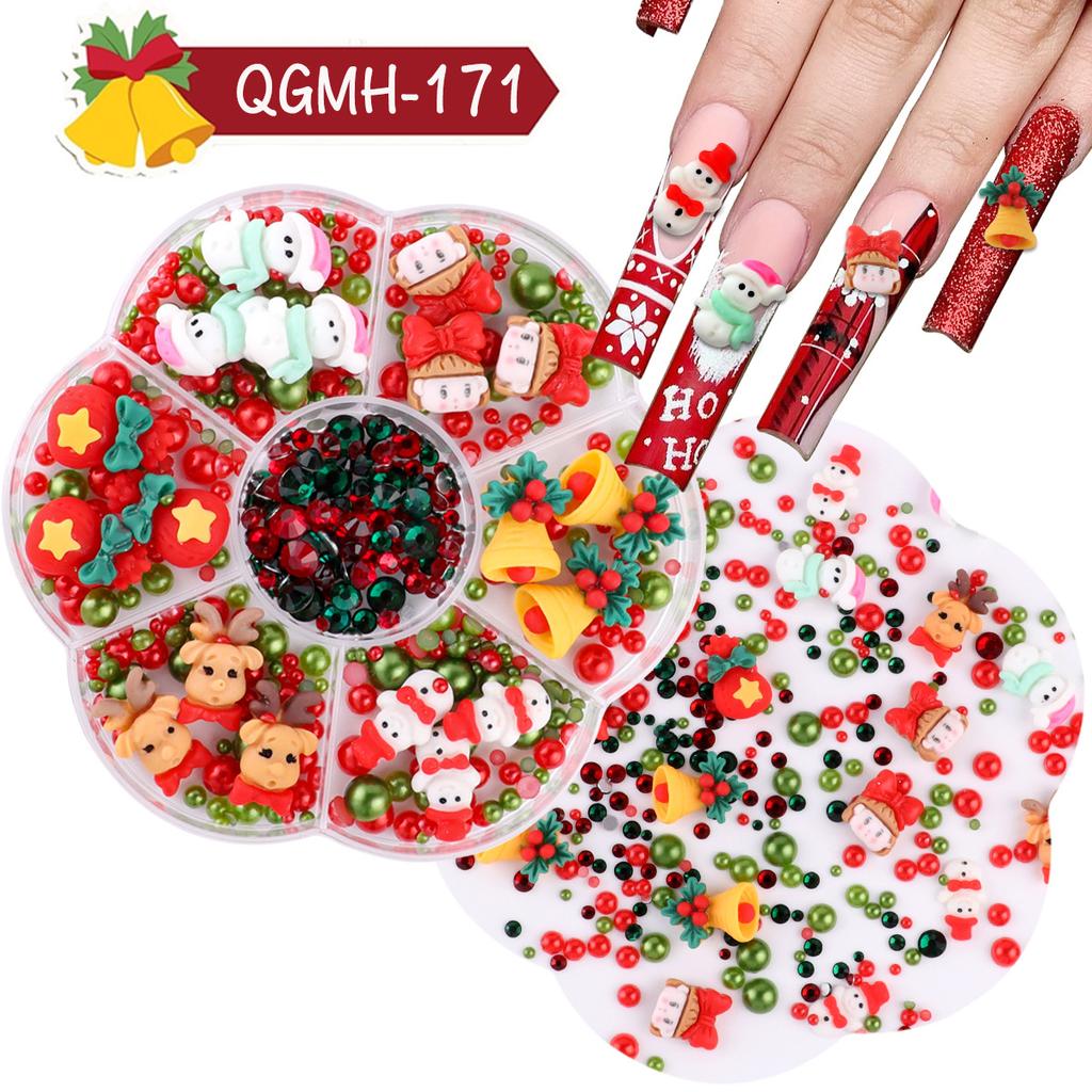 Nail Art Christmas Bells Snowflake Elk Snowman Nail Art Ornaments Halloween Kid Funny Ghost Pumpkin Nail Accessories