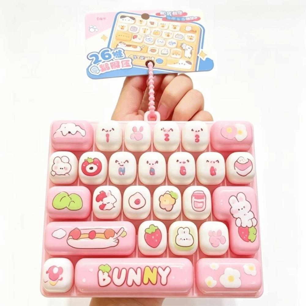 Cute Design Decompression Button Toy 26 Key Keyboard Keychain Accessories Gift