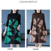 Autumn Winter Women's Plus Size Sweater Dress Loose Pullover Color-Block Knit Midi Dress Thick A-line Sweater Dress