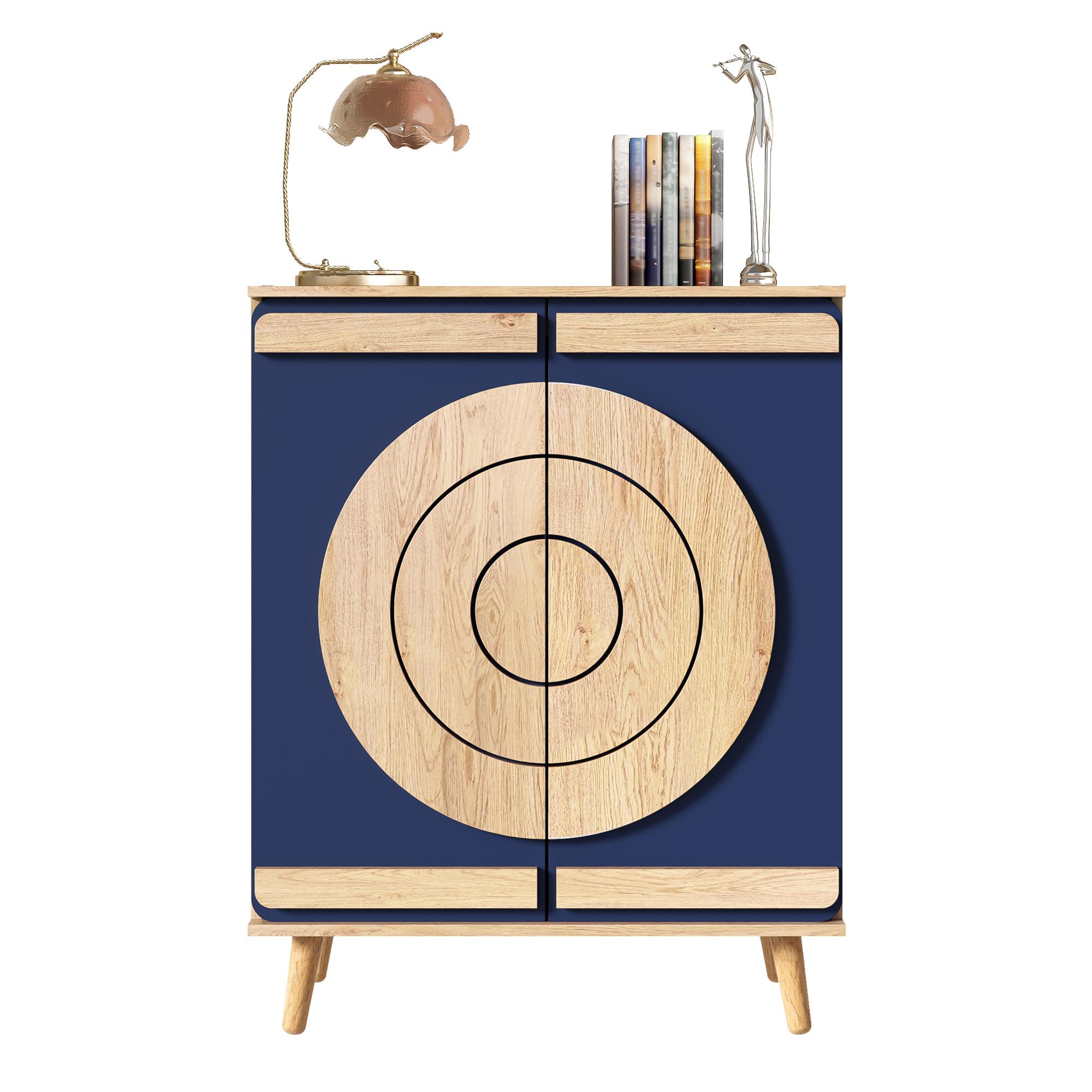 Modern Shoe Cabinet with Round, Geometric