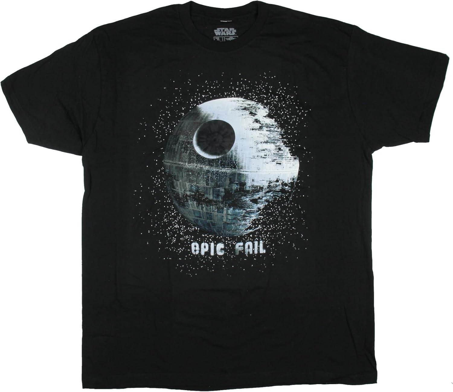 Star Wars Men s Death Star Epic Fail Adult Short Sleeve Graphic Print T-Shirt XXXXXL чёрный