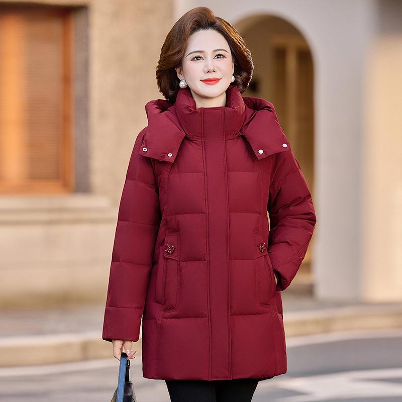 Mom Down Jacket Middle-aged and Elderly Women's Medium and Long Large Size Foreign Gas Thickened Winter Clothing High-end Cold-proof Jacket