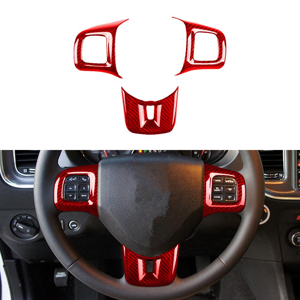For Dodge Charger 2011-2014 Real Dry Carbon Fiber Steering Wheel Button Panel Trim Cover Car Interior Modification Accessories