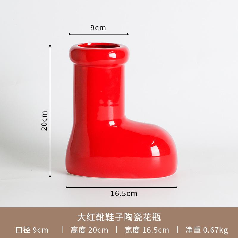 

Рождественская обувь Керамическая красная обувь Ваза Украшения Настольное украшение Аранжировщик цветов Гостиная Обеденный стол Цветочная ваза Подарки Новое
