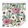 Roses, Anemones and Eucalyptus Leaves Wallpaper for Living Room and Bedroom 50x1000