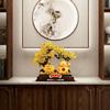 Aris & Juno Feng Shui Money Tree Statue with Electric Waving Lucky Cat, Crystal Leaves & Wealth Bowl – Handcrafted Prosperity Decor for Office,