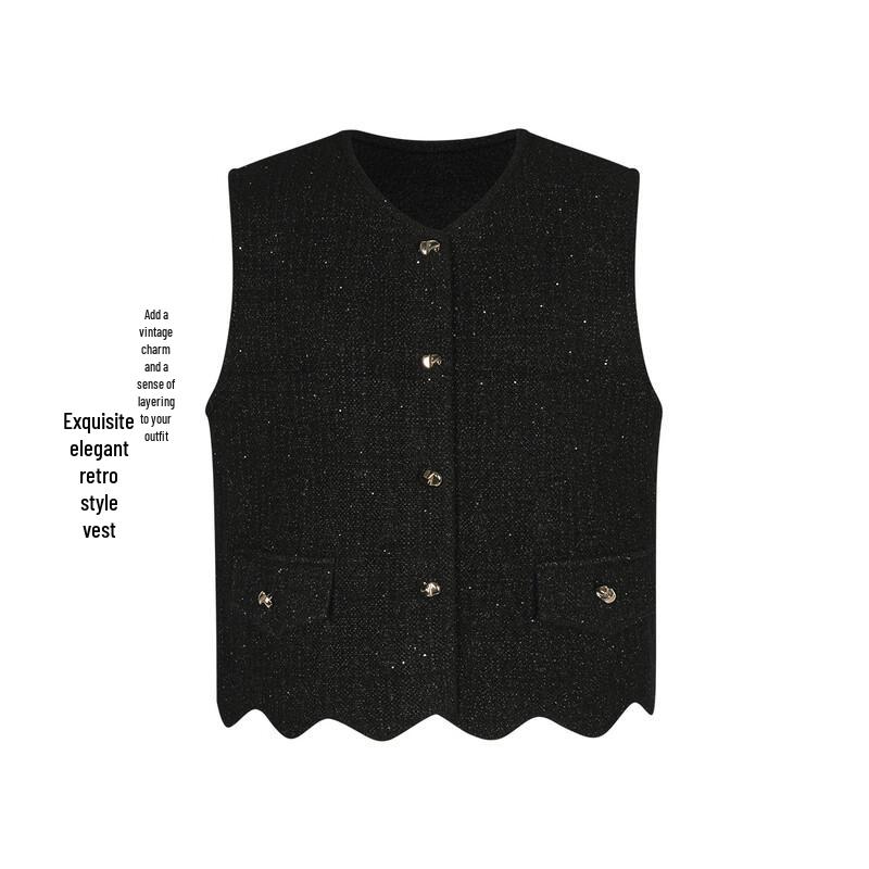 

Пайеточный ретро жилет с многослойной отделкой One Size