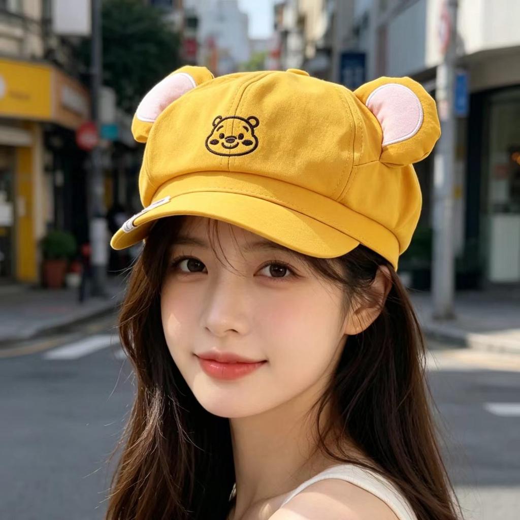 New cute cat ears and Bere octagonal hat children's cartoon versatile wide brim face newsboy hat