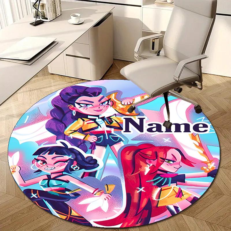 Personalized K-KPop Demon Hunters Round Chair Office Rug - Perfect for Mat, Office Chair & More - Ideal Gift for Birthdays and Holidays
