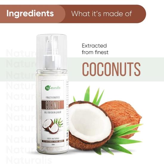 Naturalis Fractionated Coconut Skin & HairOil | 200ml & Odorless Coconut MCT Oil | Coconut Oil for Hair & Skin Moisturization