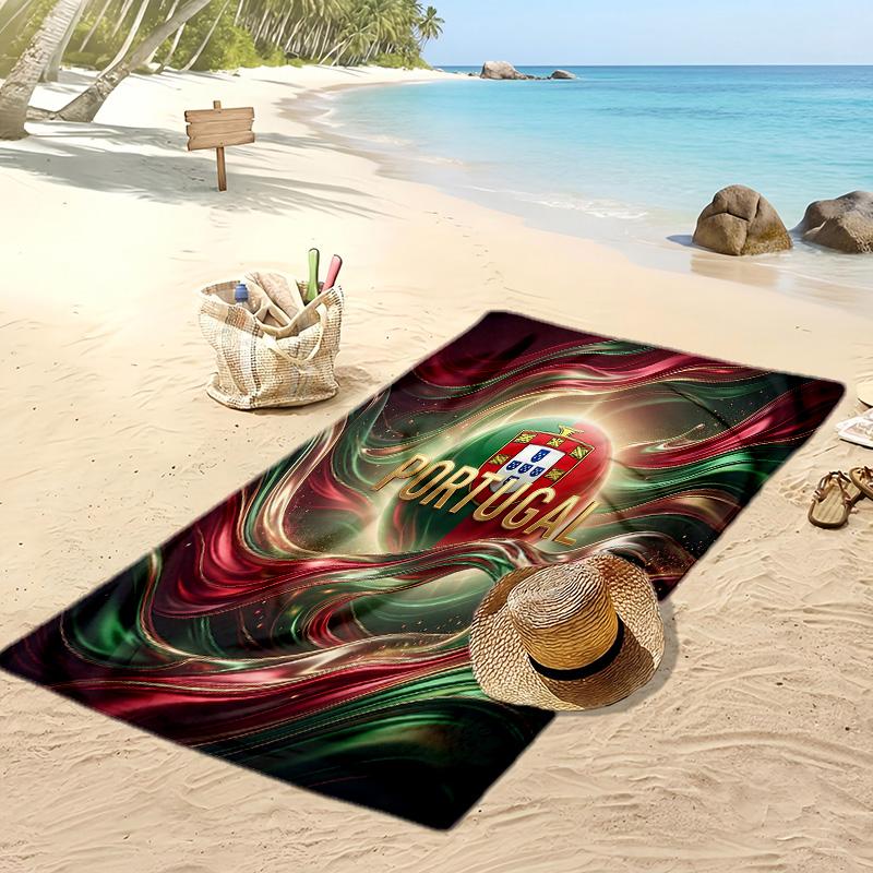 Portugal Fußball Print Strandtuch Schnelltrocknend Super Saugfähig Weiches Badetuch für Schwimmen Strand Reisen Fan Souvenir Geschenk