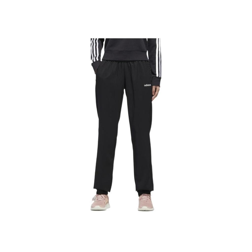 Adidas Essentials Plain Logo Print Solid Color Elastic Sports Casual Pants Women Bottoms Black GD2897