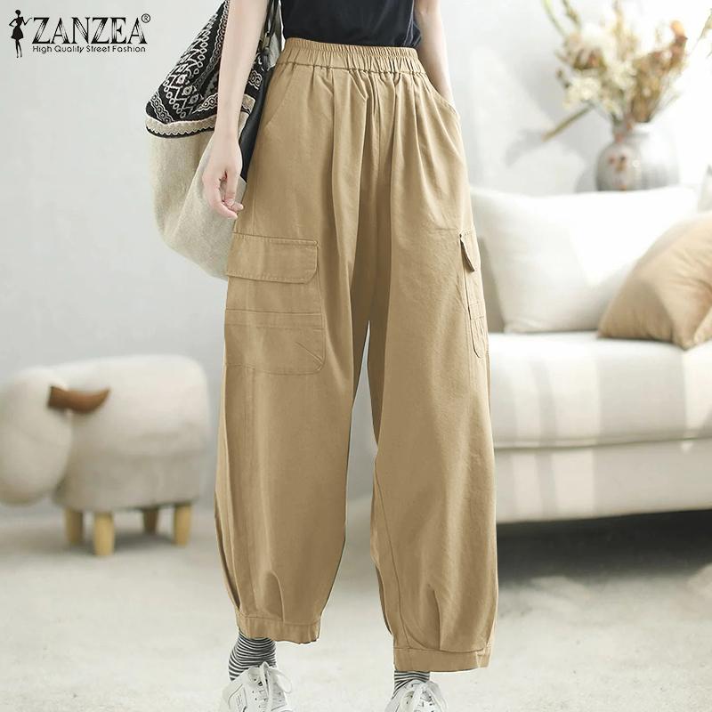 Купить ZANZEA Женские функциональные брюки с карманами и завязками, со ...