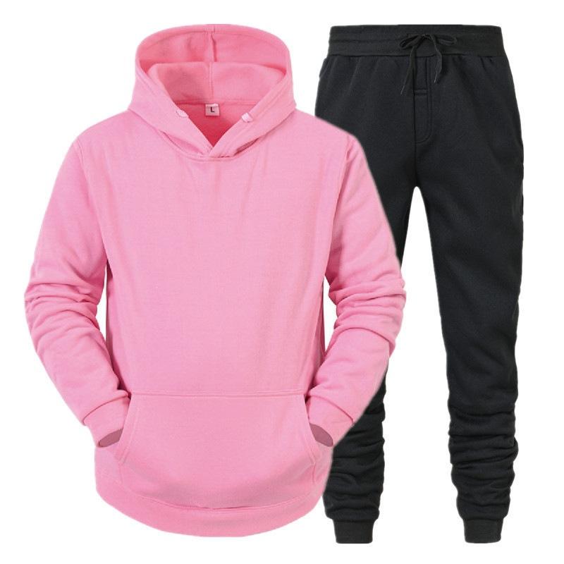 Autumn and winter men's hooded pullover sweater set casual sports hoodie sweater trousers two-piece set
