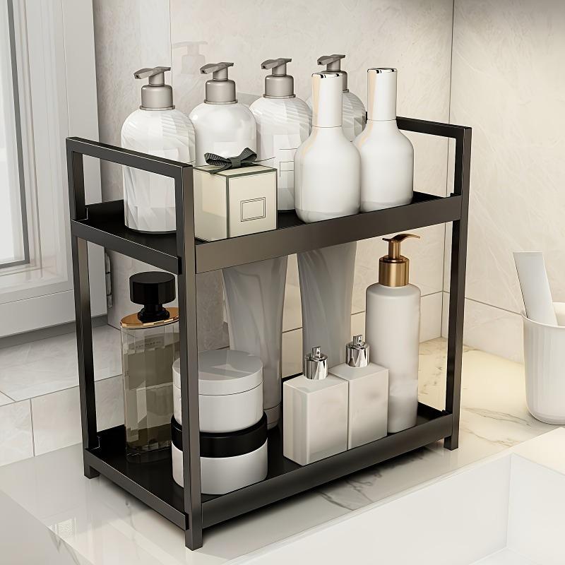 Organisateur de comptoir à 2 niveaux pour cuisine, salle de bain, cosmétiques, étagère de rangement pour chambres, bureaux, comptoirs, bibliothèque