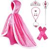 Princess Aurora Kids Cape Set for Girls Role Play Costume 5-7 Years Pink Hooded with Accessories